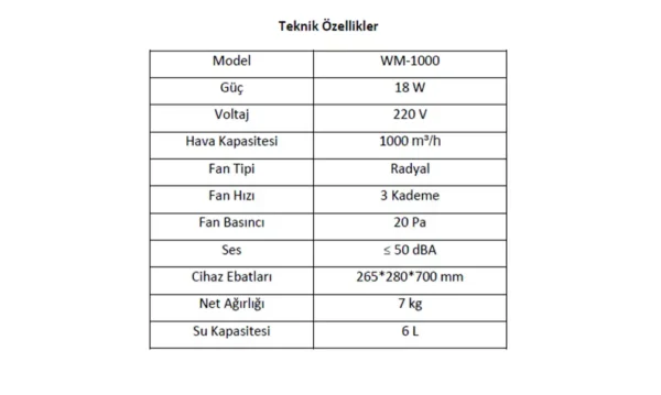 WM-1000 Evaporatif Portatif Soğutucu